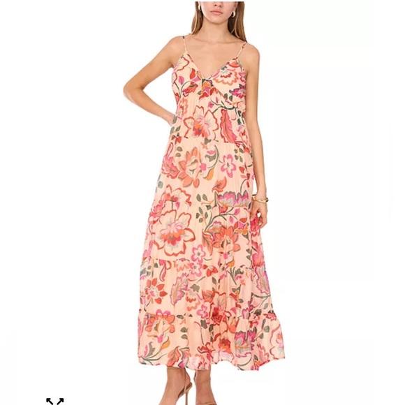 MSK Dresses & Skirts - Floral Tiered Maxi Dress Medium Baby Doll Lightweight Vacation ResortWear Summer